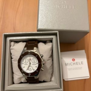AUTHENTIC Michele Tahitian Jelly Bean Classic
Watch Brown & Silver